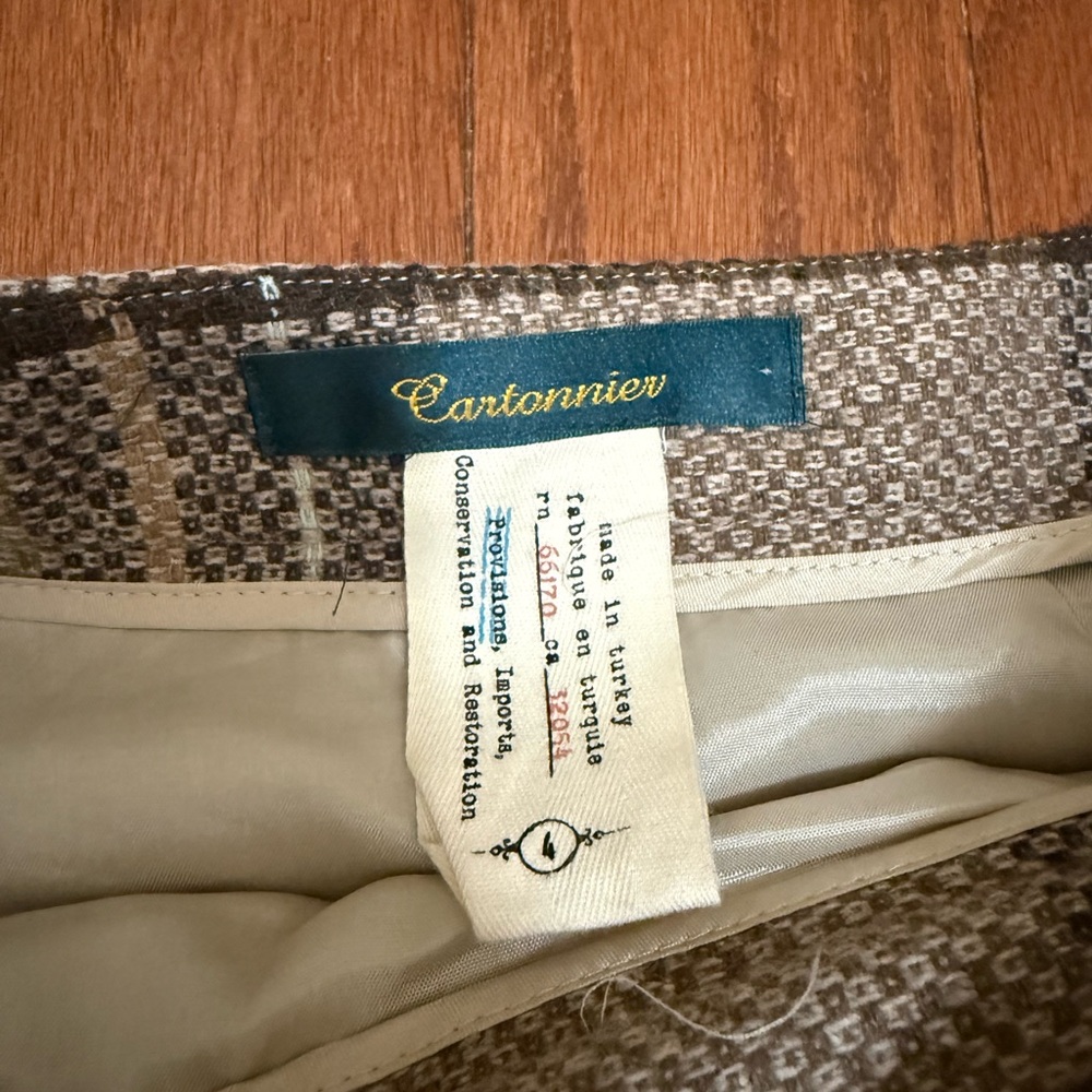 Cartonnier Asymmetrical Plaid Skirt in Brown and Cream - Picture 2 of 8